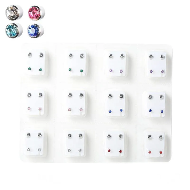 12pairs Medical Earrings Piercing Tool Kits Surgical Steel Ear Studs