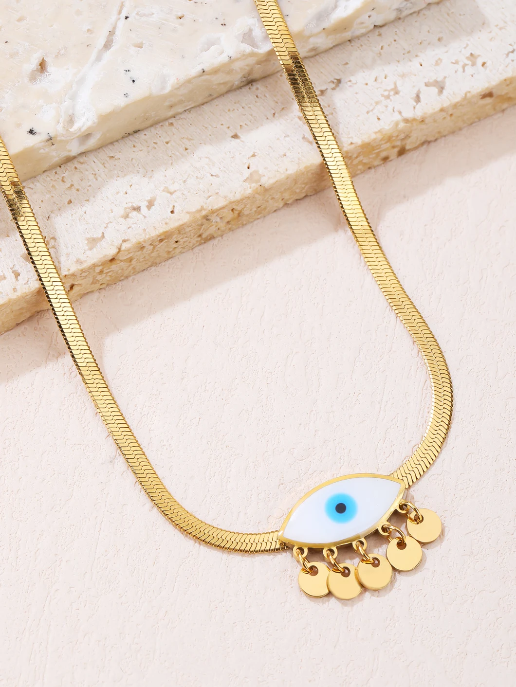 New Fashion Stainless Steel Necklace Blue Eye Shape for Lady and Man