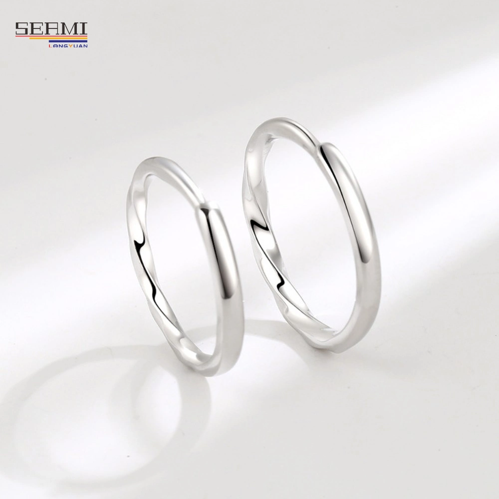 S925 Silver Ring Mobius Ring Open Couple Ring Valentine′s Day Gift