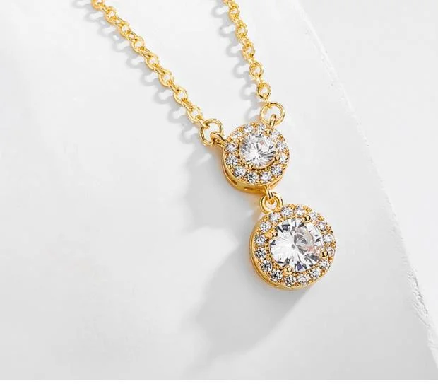 Wedding Pear CZ Necklace Jewelry Set, Bridal Jewelry Set, Bridesmaid Jewelry Set, Gift Jewelry