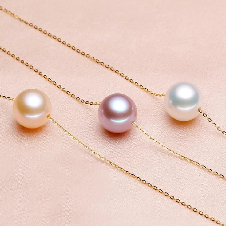 925 Sterling Silver AAA Real Natural Genuine Fresh Water Freshwater Single Pearl Necklace Jewelry Pearl Necklace