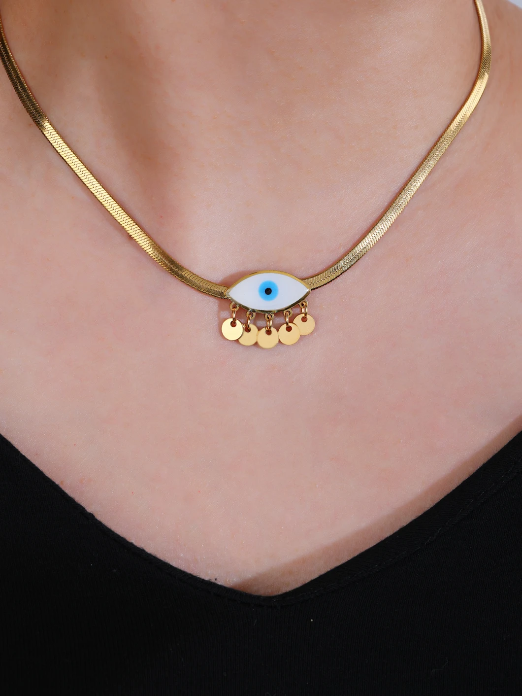 New Fashion Stainless Steel Necklace Blue Eye Shape for Lady and Man