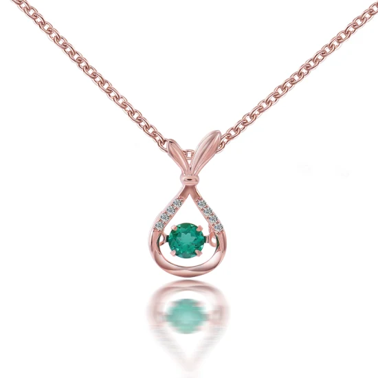 Collier en argent sterling 925 plaqué or rose avec zircone cubique 5A