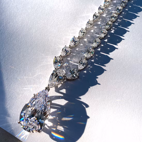 Bijoux de qualité supérieure collier de diamants de poire en argent sterling 925 mariage collier de pierre CZ pour les femmes