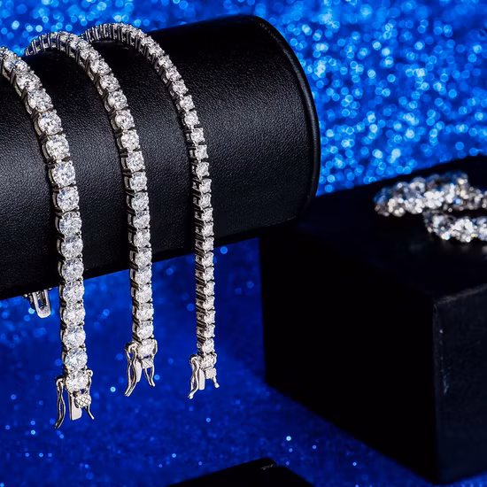925argent Def Blanc Moissanite 4mm Tennis Charme Bracelets Bijoux Personnalisés Femmes