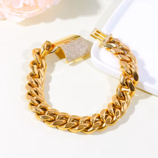 Bracelet en pierre Bracelet à chaîne cubaine Bijoux en acier inoxydable à la mode pour hommes