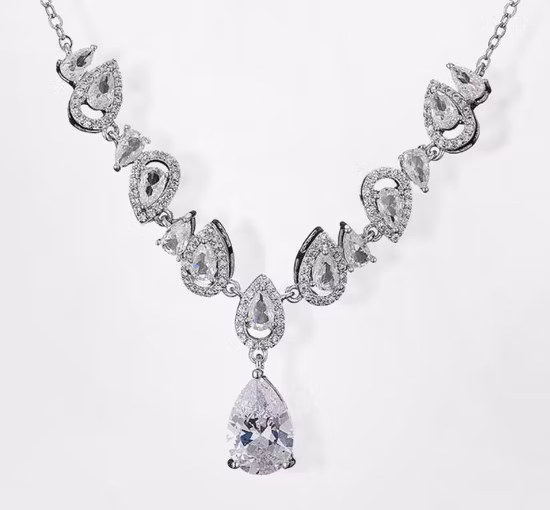 Ensemble de bijoux de collier de poire de mariage CZ, ensemble de bijoux de mariée, ensemble de bijoux de demoiselle d'honneur, bijoux de cadeau