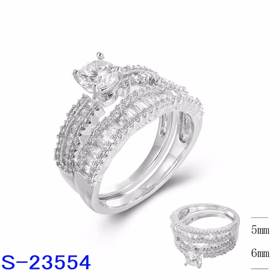 Bijoux fantaisie en argent sterling 925 zircon cubique pierre couple bague de mariage pour femme